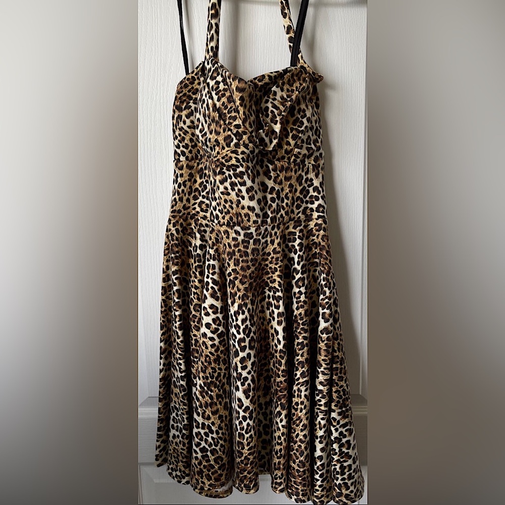 Leopard Print Halter Pin Up Dress - L